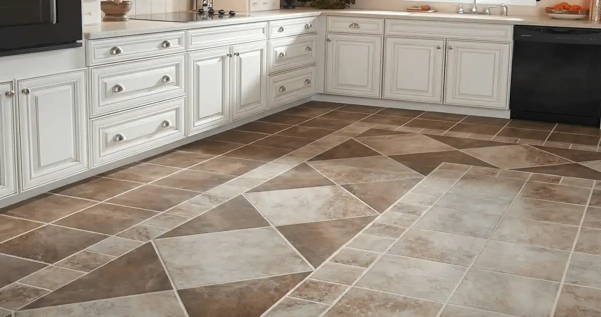Kitchen with white cabinets and a professionally installed tile floor in Reno, NV